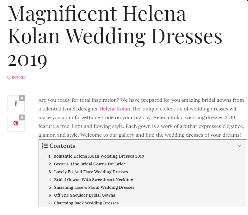 מתוך מאמר על מעצבת שמלות כלה הלנה קולן
